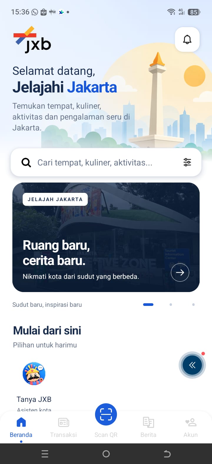 Tampilan layar JXBApp 2